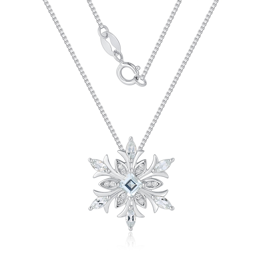 Stainless Steel Snowflake Necklace with Sparkling White Crystal Accents