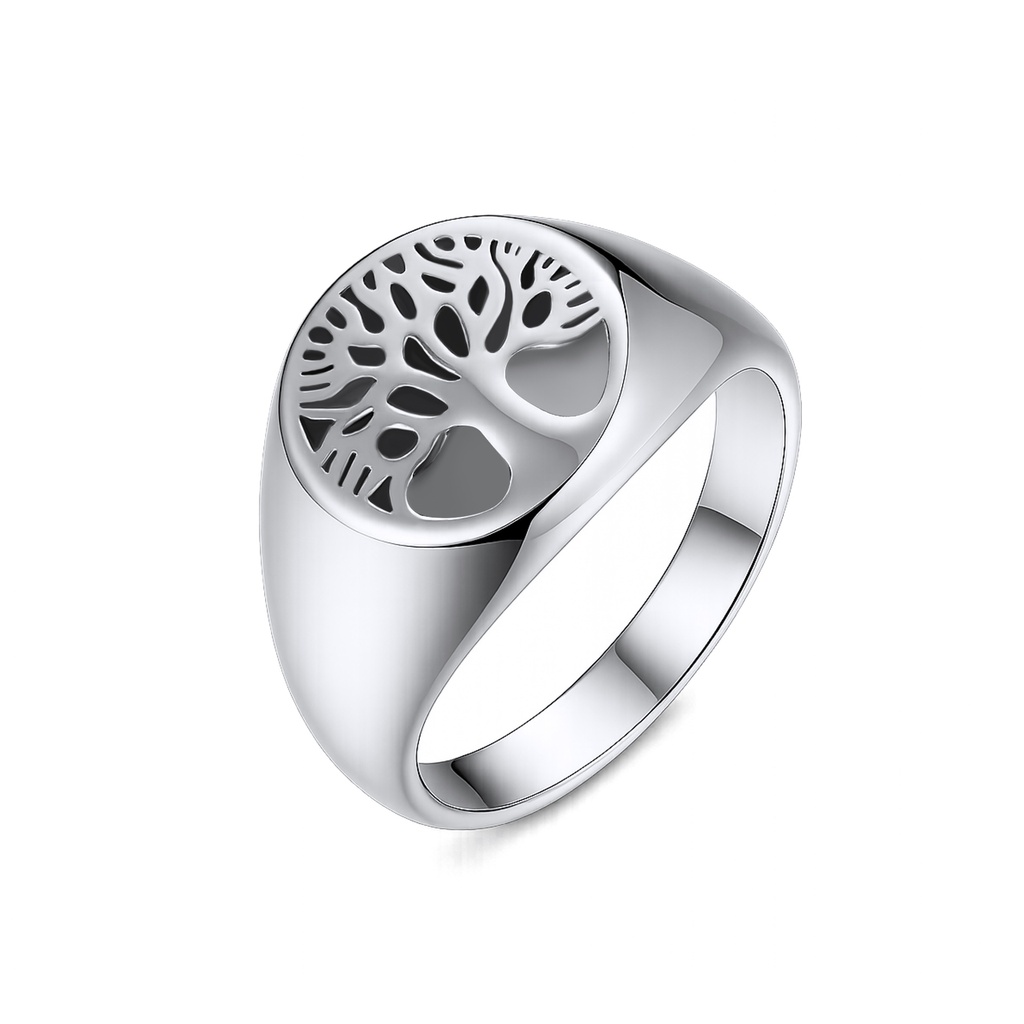 Stainless Steel Tree of Life Signet Ring for Men