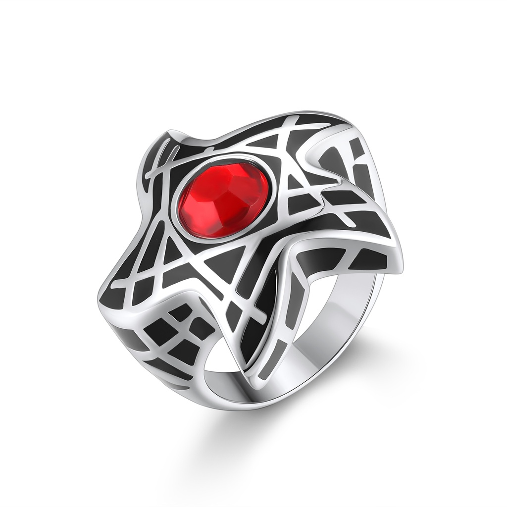 Stainless Steel Woven Mesh Ring with Bold Textured Design