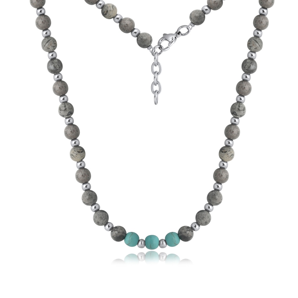 Brown Jasper & Red Stone Accent Necklace