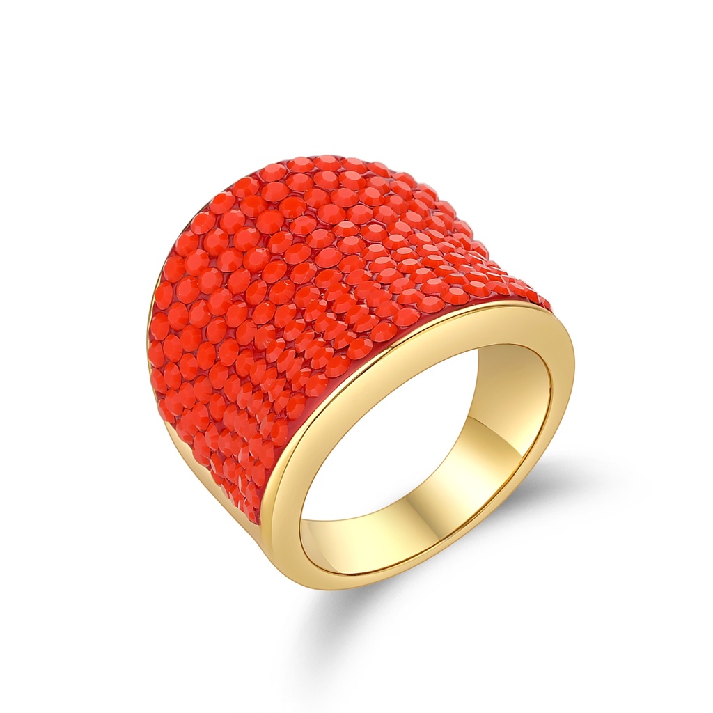 Statement Gold-Plated Ring with Red Crystal Accents