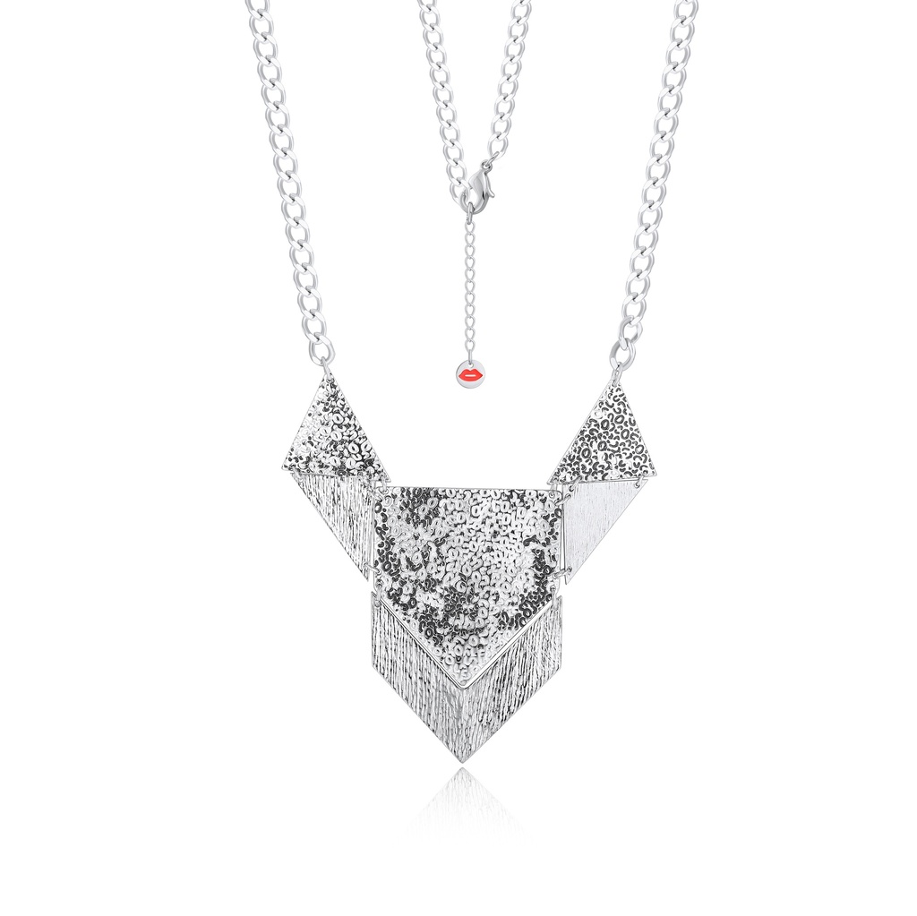 Statement Stainless Steel Geometric Necklace with Bold Textured Design