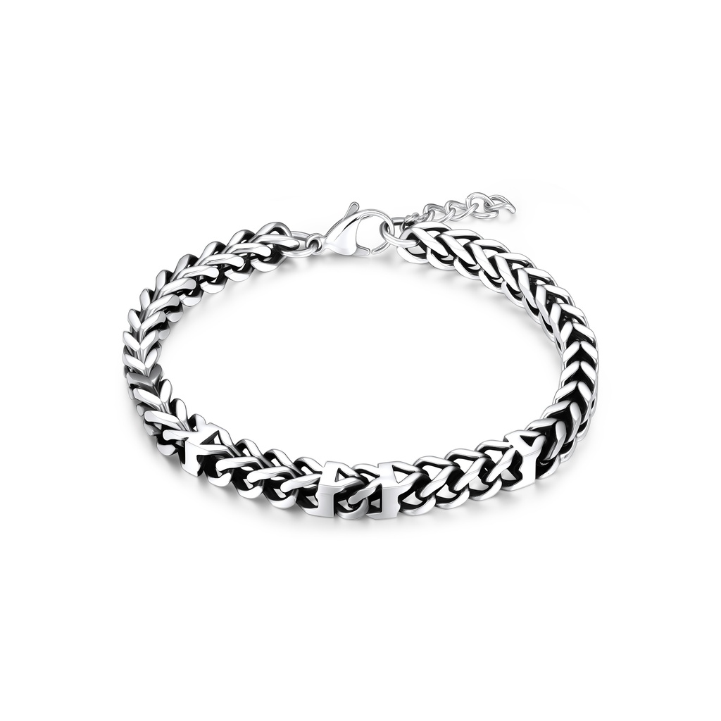 Stylish Stainless Steel Chain Bracelet with Unique Cross Links