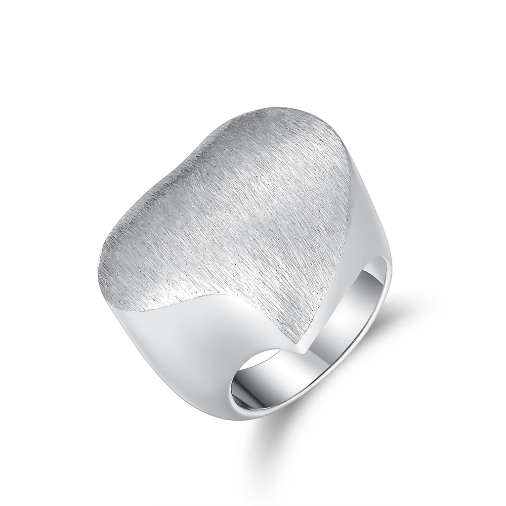Textured Stainless Steel Ring with Satin-Finish and Polished Contrast