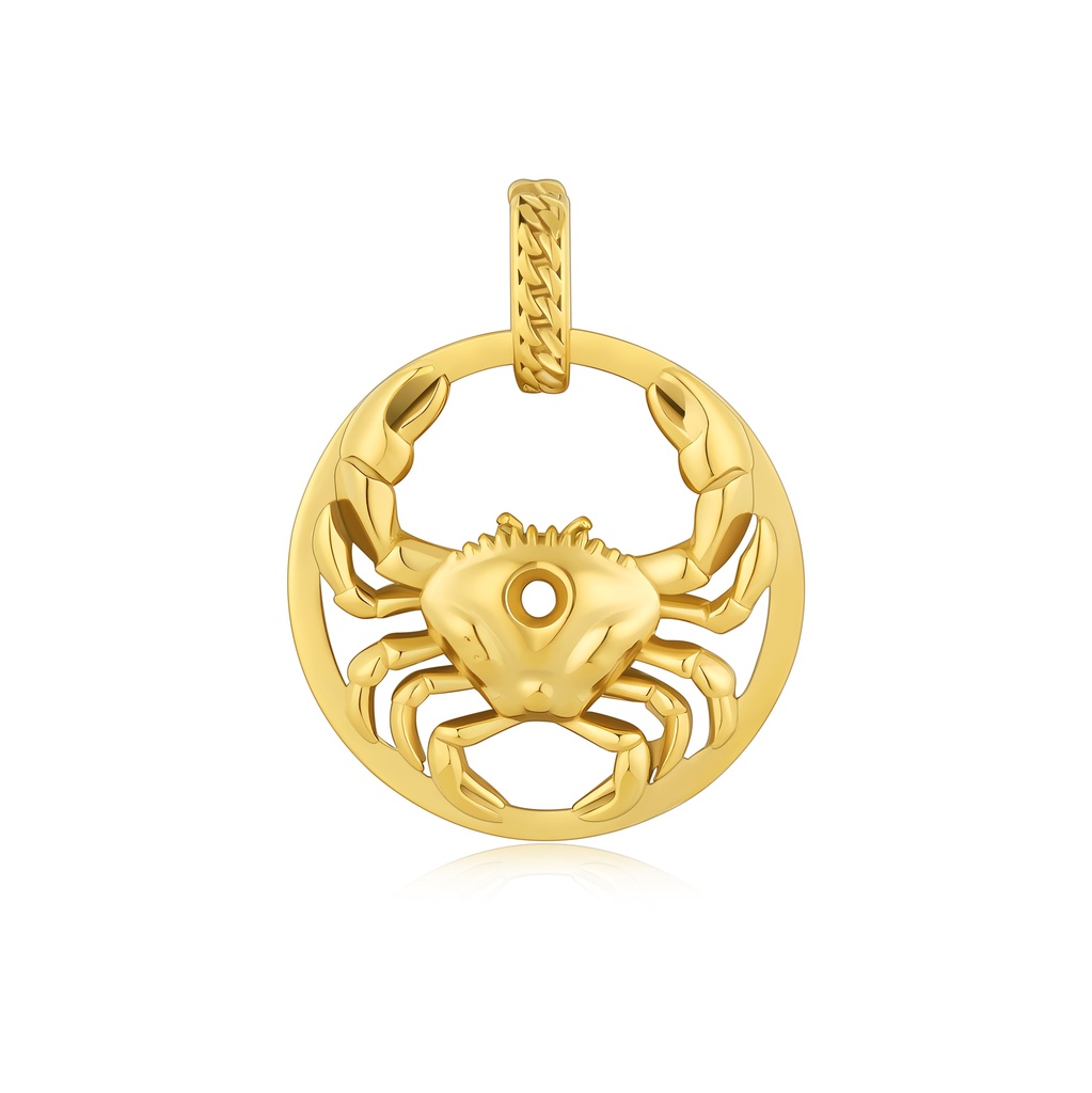 Cancer Zodiac Crab Pendant in Polished Gold Stainless Steel