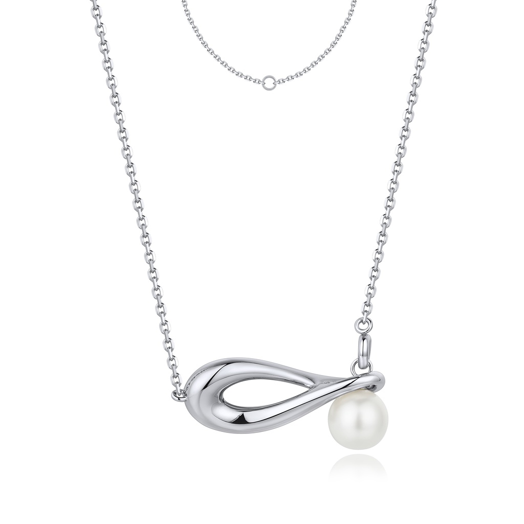 Title: Elegant Brass Infinity Pearl Pendant Necklace for Women