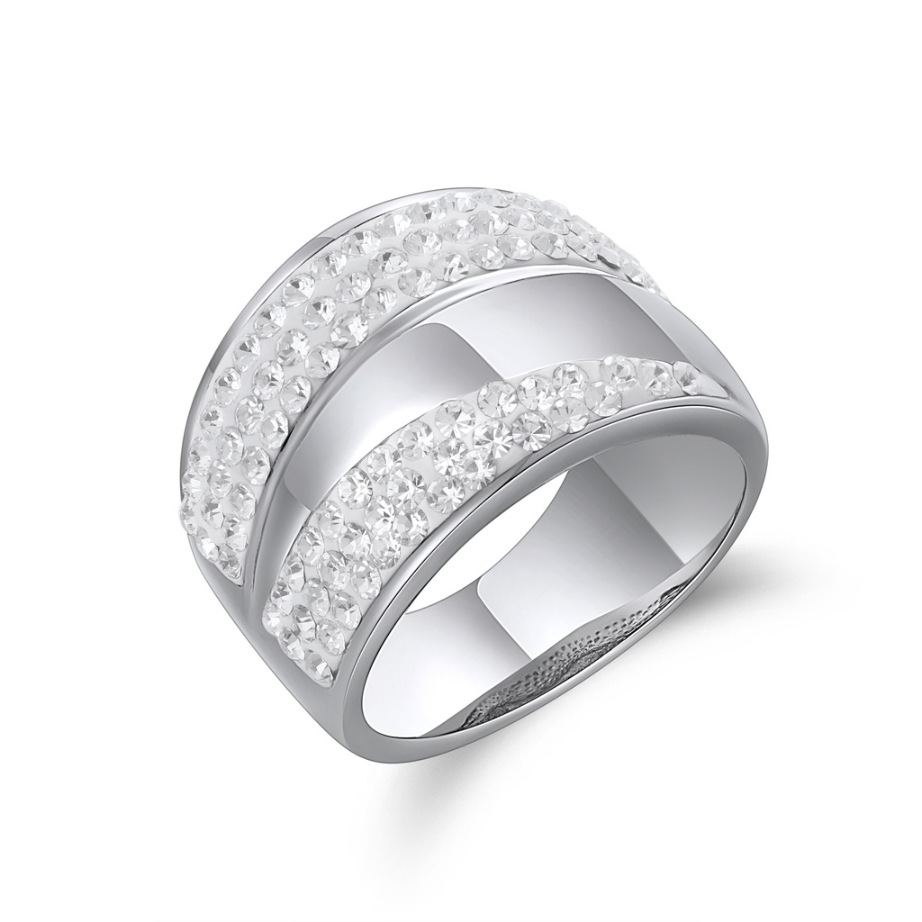 Triple Row Crystal Band Ring