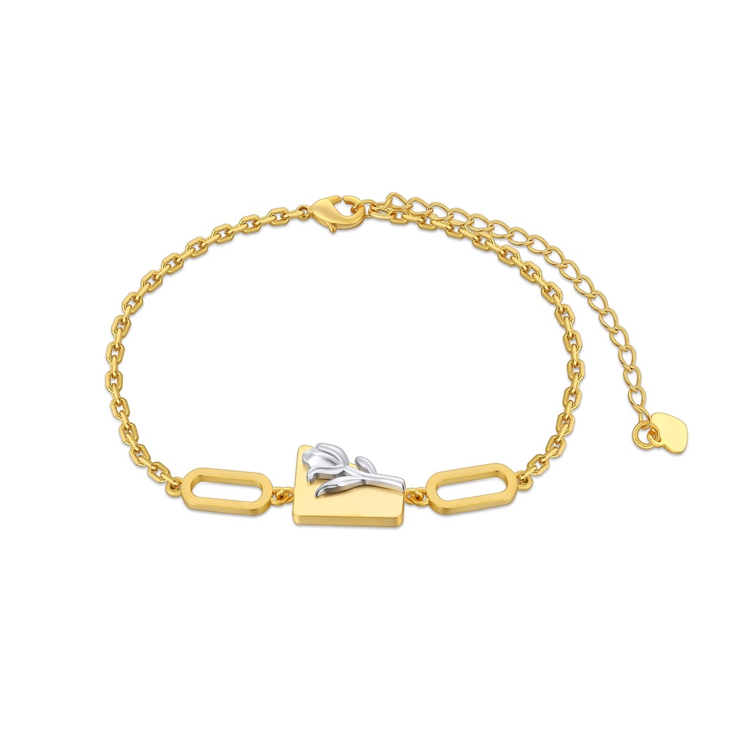 [PD02B0041] Tulip-Inspired Gold Bracelet Symbolizing Elegance and Growth Through Books