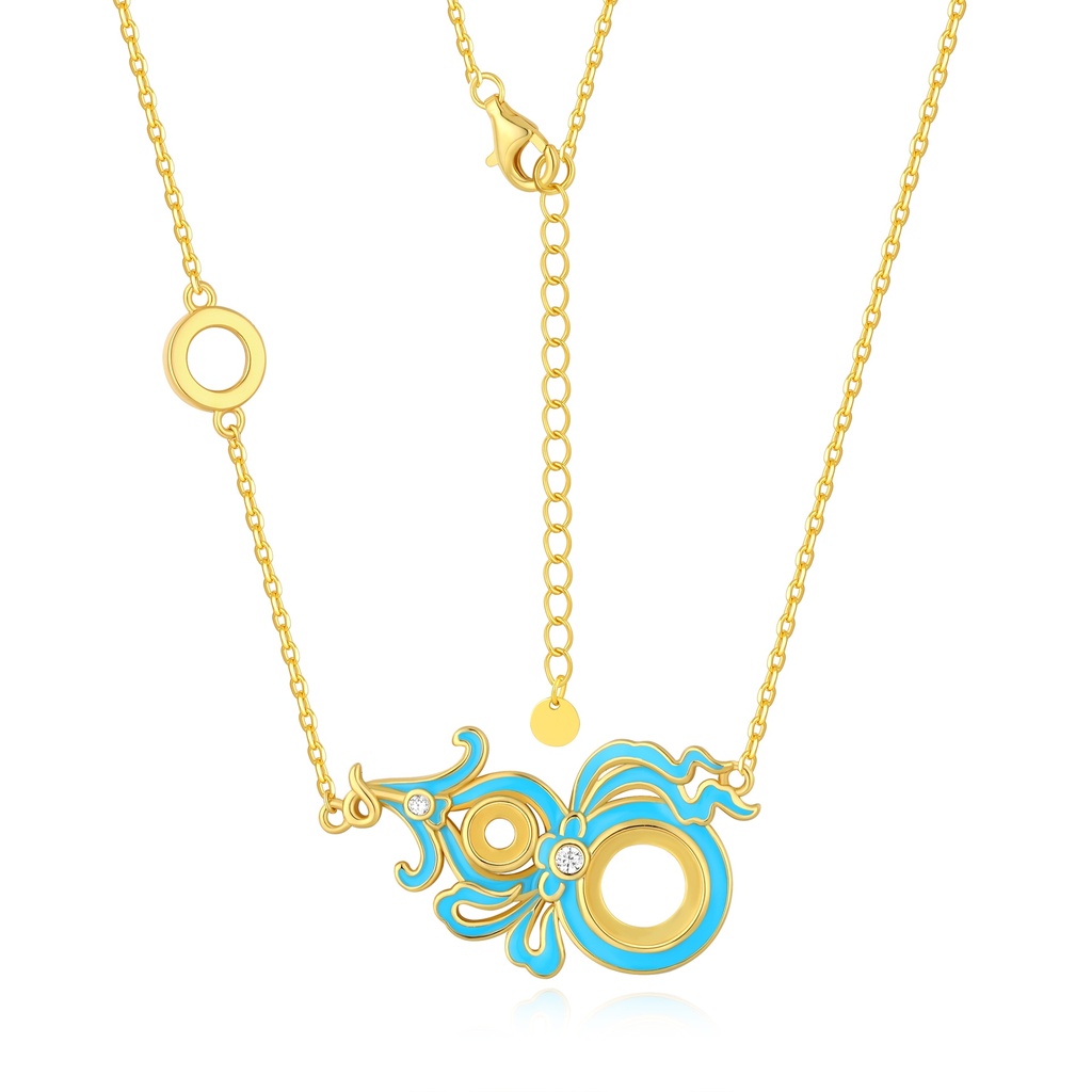 Turquoise Enamel Art Deco Inspired Pendant Necklace