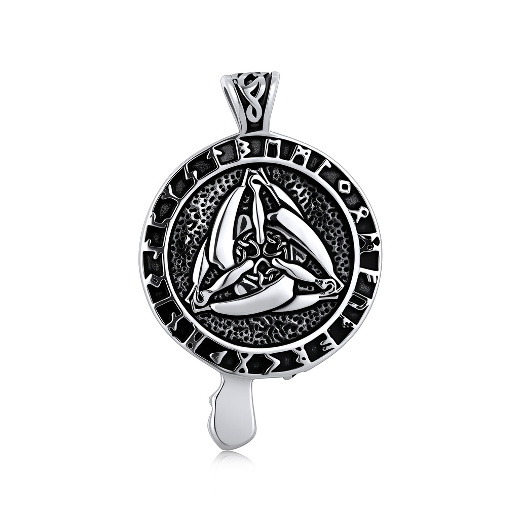 Viking Celtic Triquetra Pendant with Nordic Rune Details