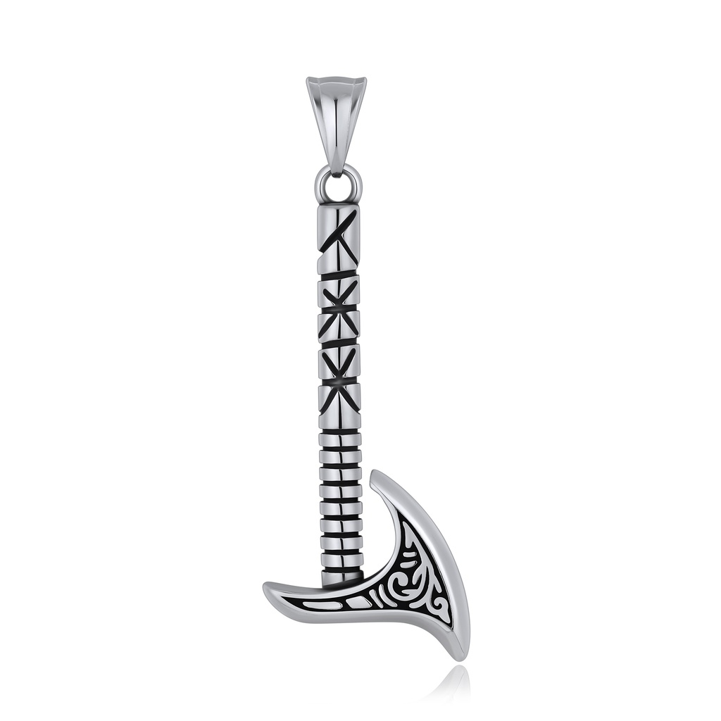 [DJ01P0101] Viking Style Stainless Steel Axe Pendant with Tribal Engraving