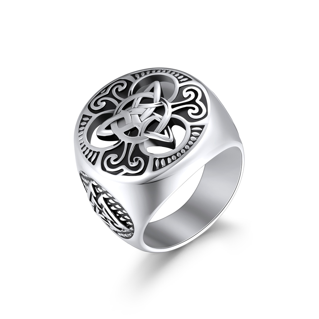 Celtic Knot Stainless Steel Ring with Bold Vintage Design