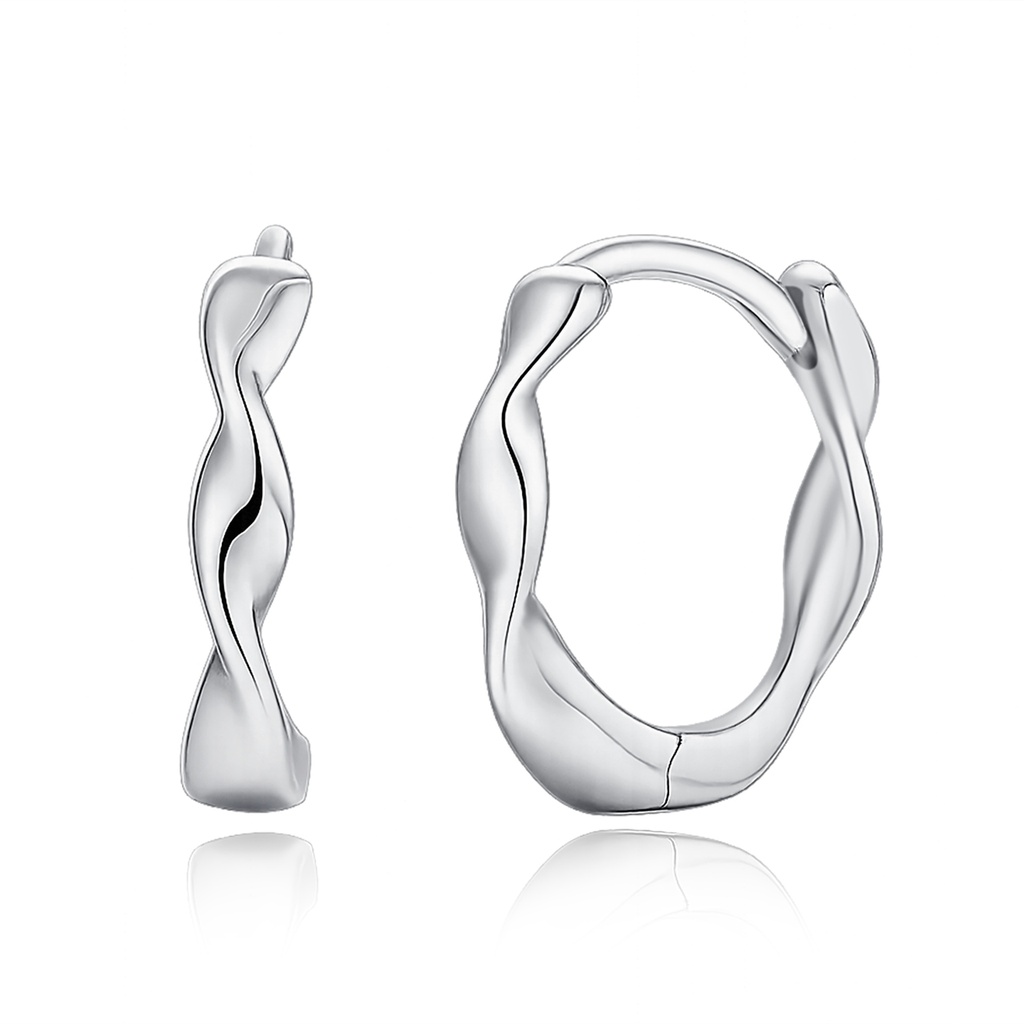 Wavy Silver Hoop Earrings in Organic Sculptural Design