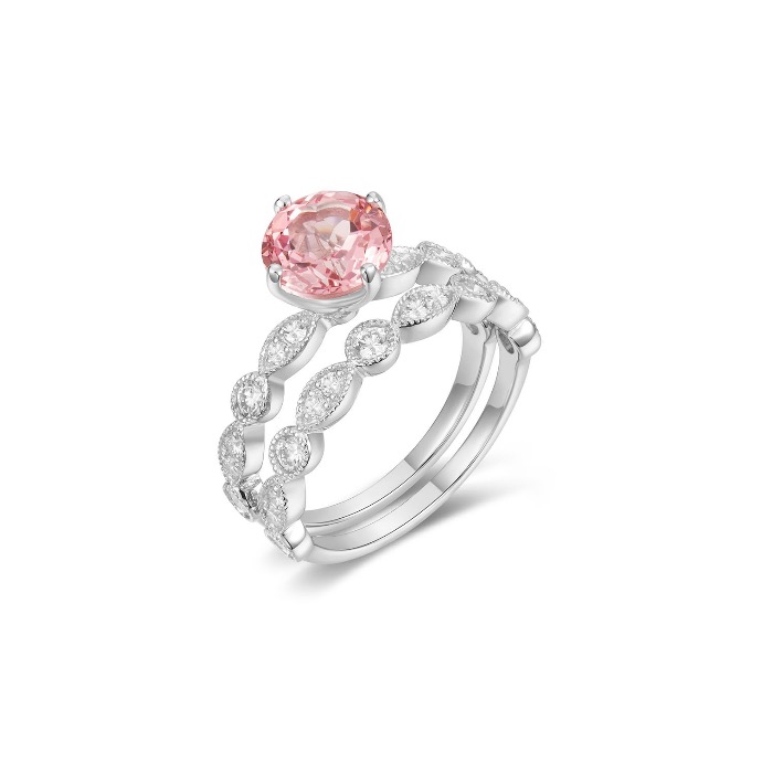 Elegant Pink Gemstone Stackable Ring Set – Custom 925 Silver & Gold Jewelry Manufacturer (Gold)