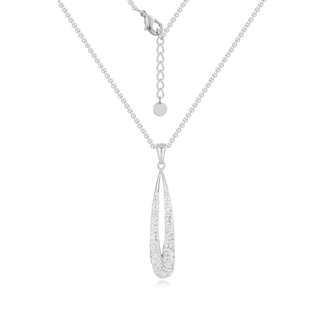 Premium 925 Sterling Silver Pavé Teardrop Pendant Necklace – Elegant Statement Jewelry（DJ01N0231）