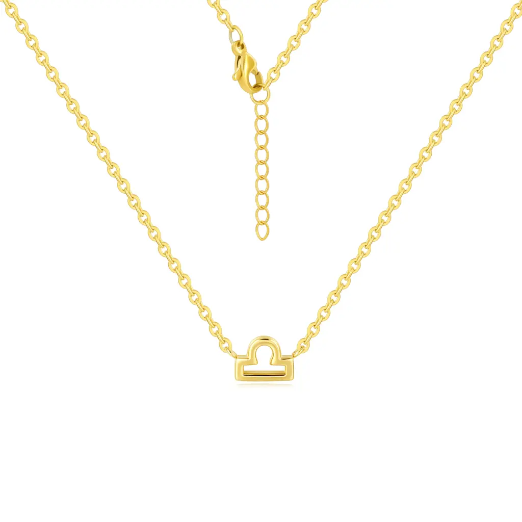 Minimalist Gold-Tone Libra Zodiac Pendant Necklace（DJ01N0282）