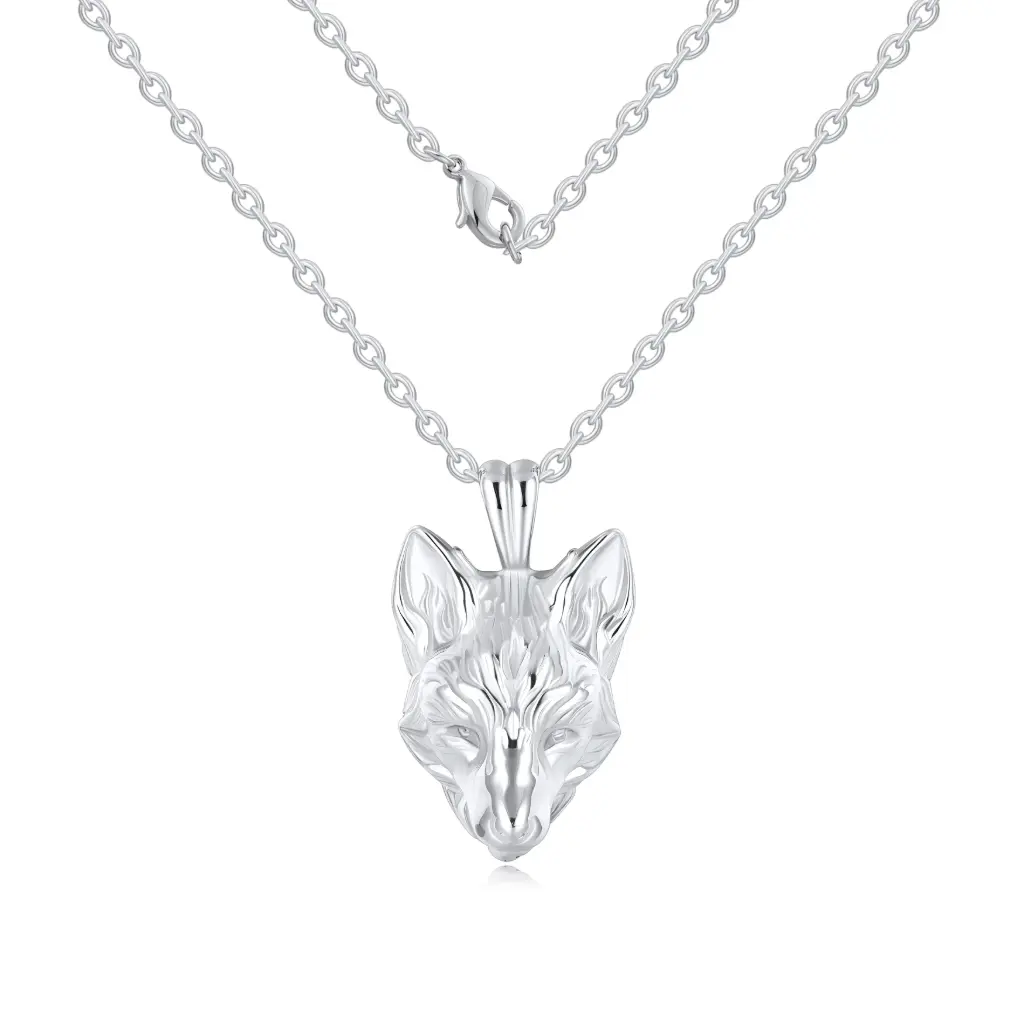 Premium 925 Sterling Silver Wolf Head Pendant Necklace – Bold Statement Jewelry（DJ01N0288）
