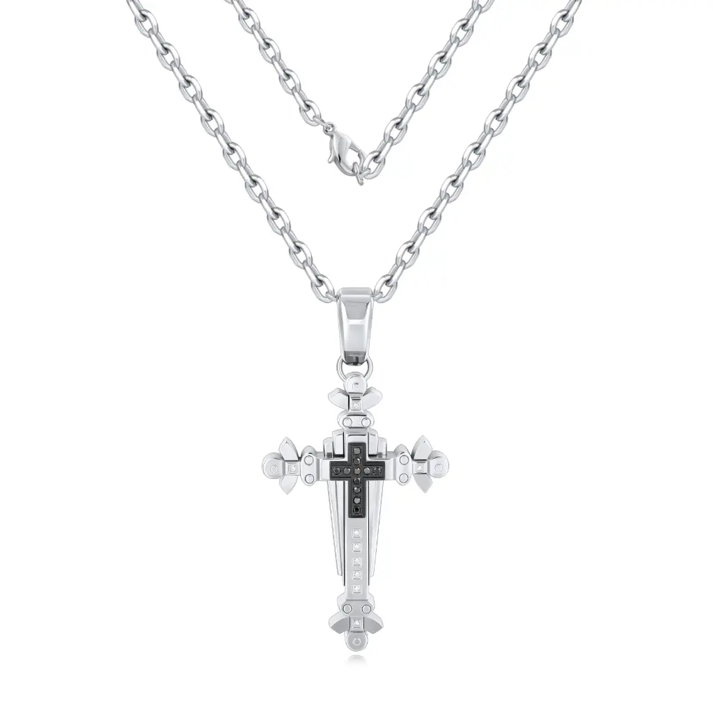 Ornate Cross Pendant Necklace – Premium Silver-Tone Statement Jewelry DJ01N0297