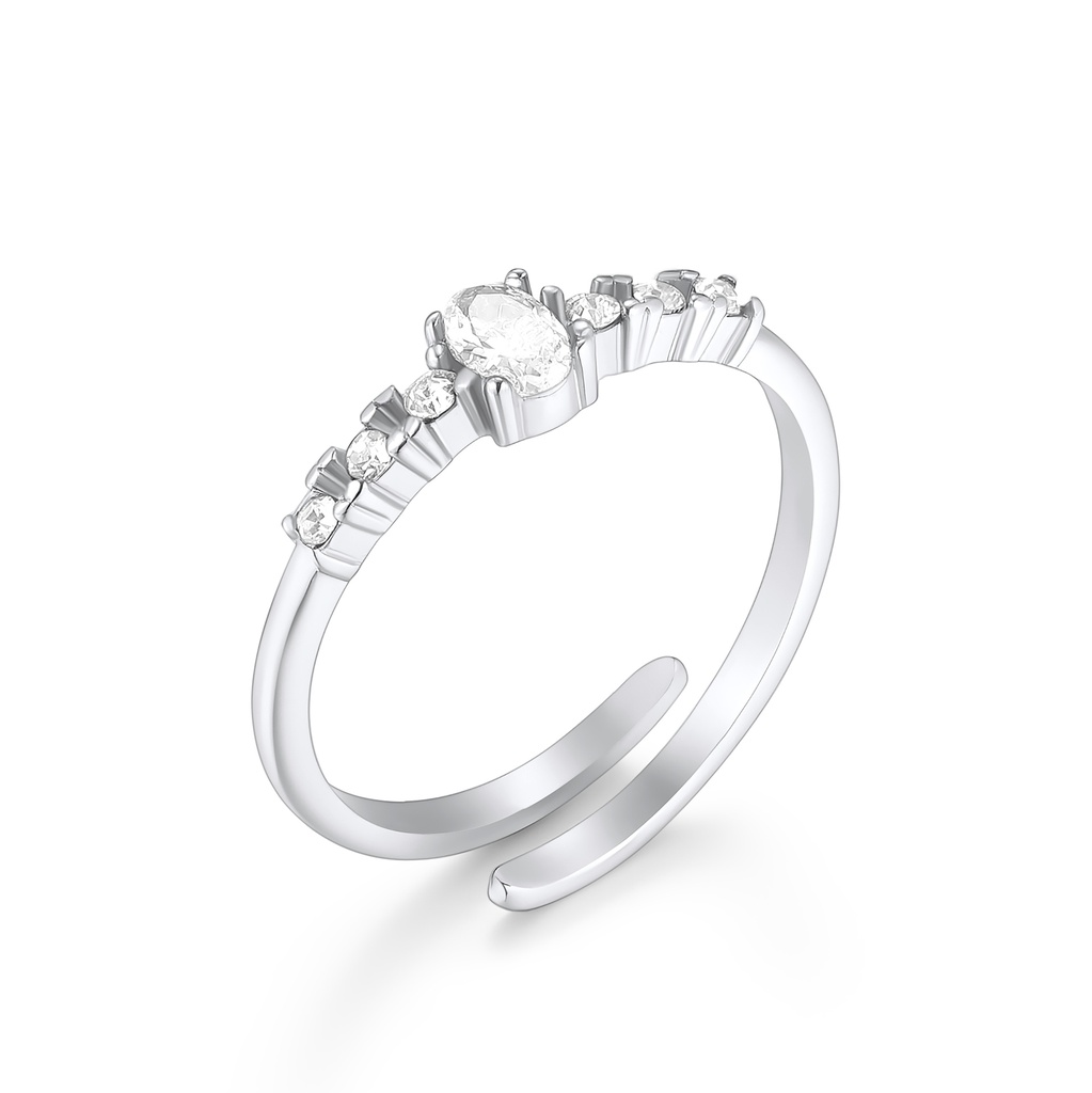 Adjustable Stainless Steel Ring with Dazzling Crystal Cluster Design