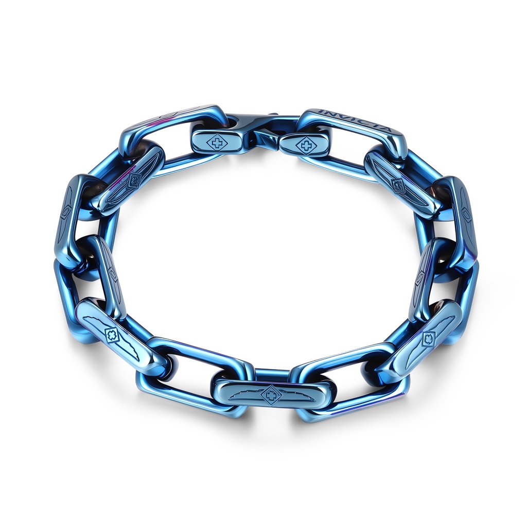 Chunky Blue Stainless Steel Chain Bracelet for Bold Urban Style