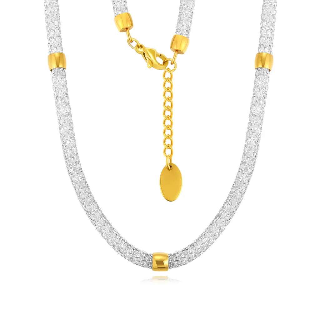 Elegant Two-Tone Mesh Chain Necklace – Premium Statement Jewelry DJ01N0314