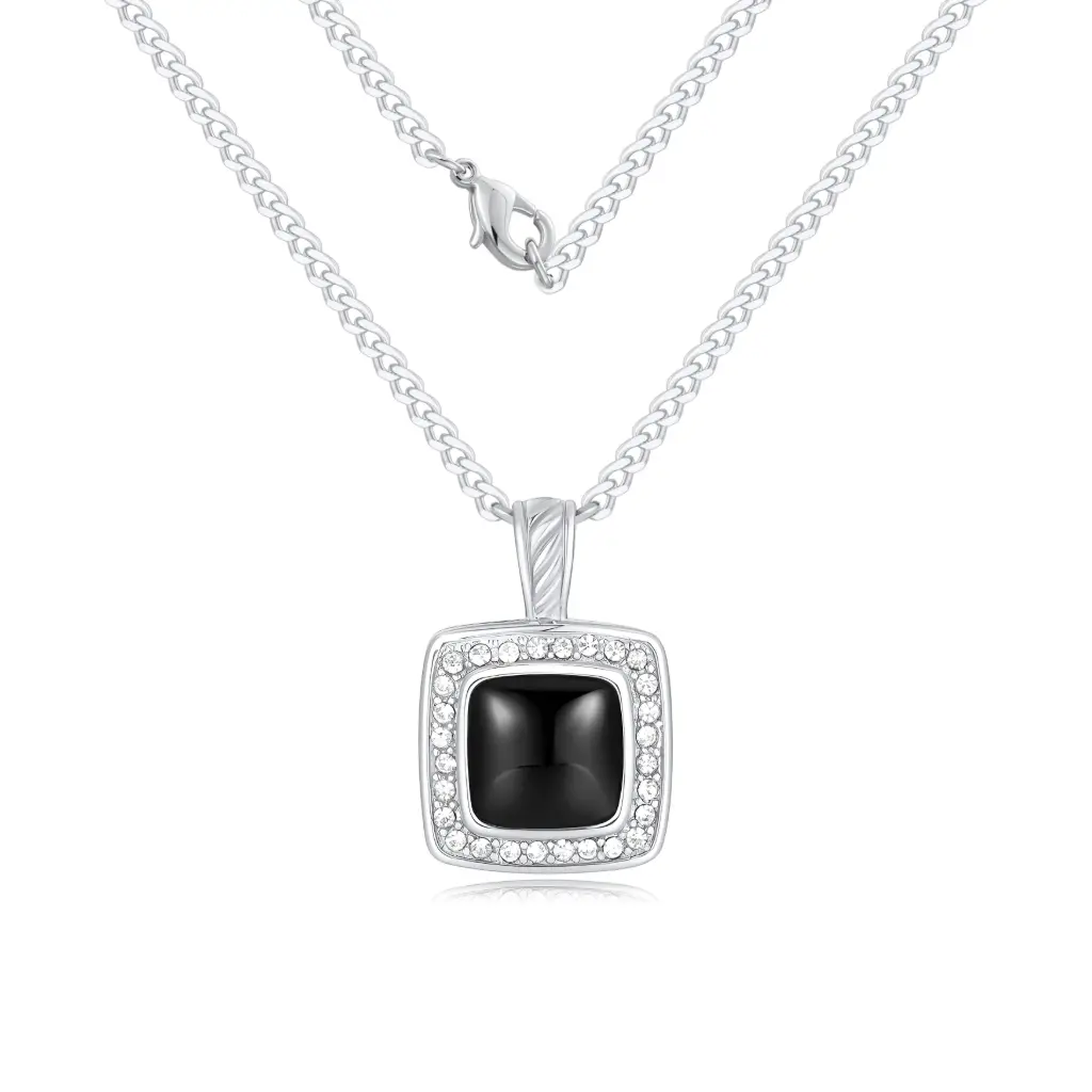 Elegant Onyx-Style Pendant Necklace – Premium Sterling Silver Statement Jewelry DJ01N0323