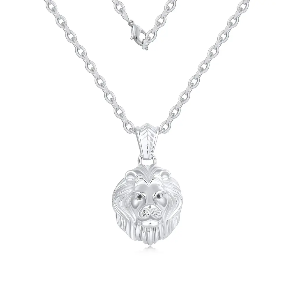 925 Sterling Silver Lion Head Pendant Necklace – Premium Craftsmanship DJ01N0340