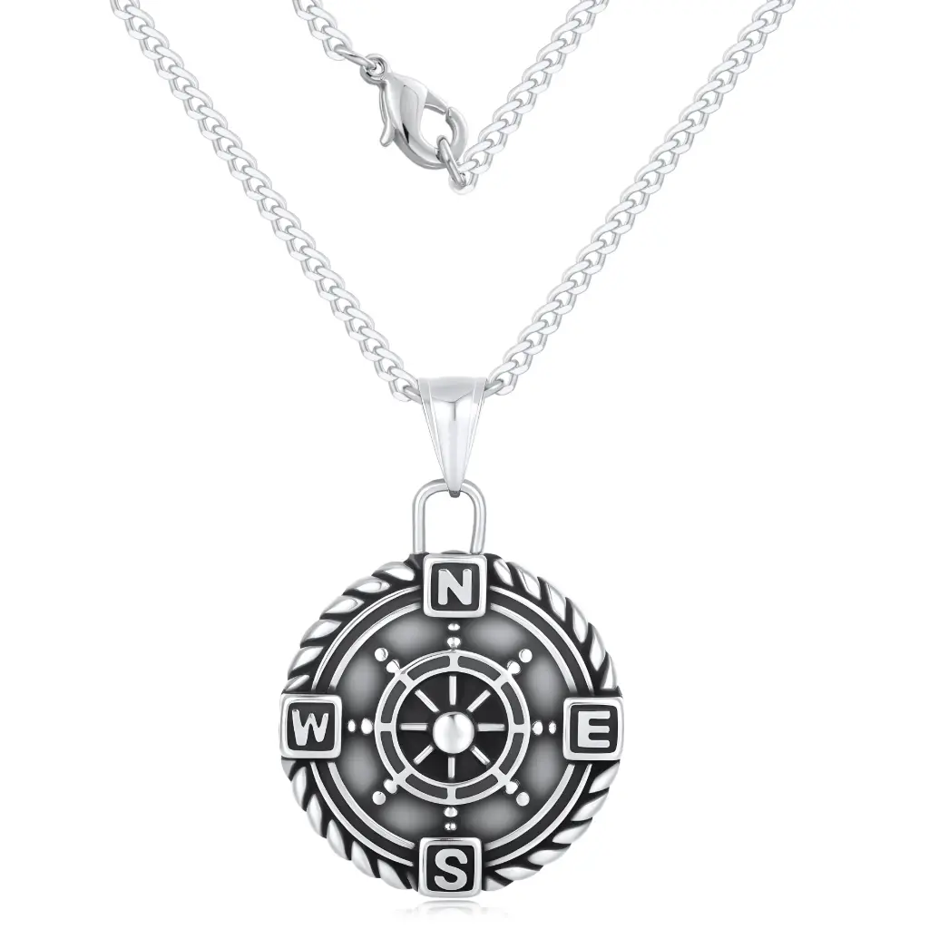 Nautical Compass Pendant Necklace | Precision 925 Sterling Silver Custom Jewelry | Jinyi Jewelry DJ01N0368