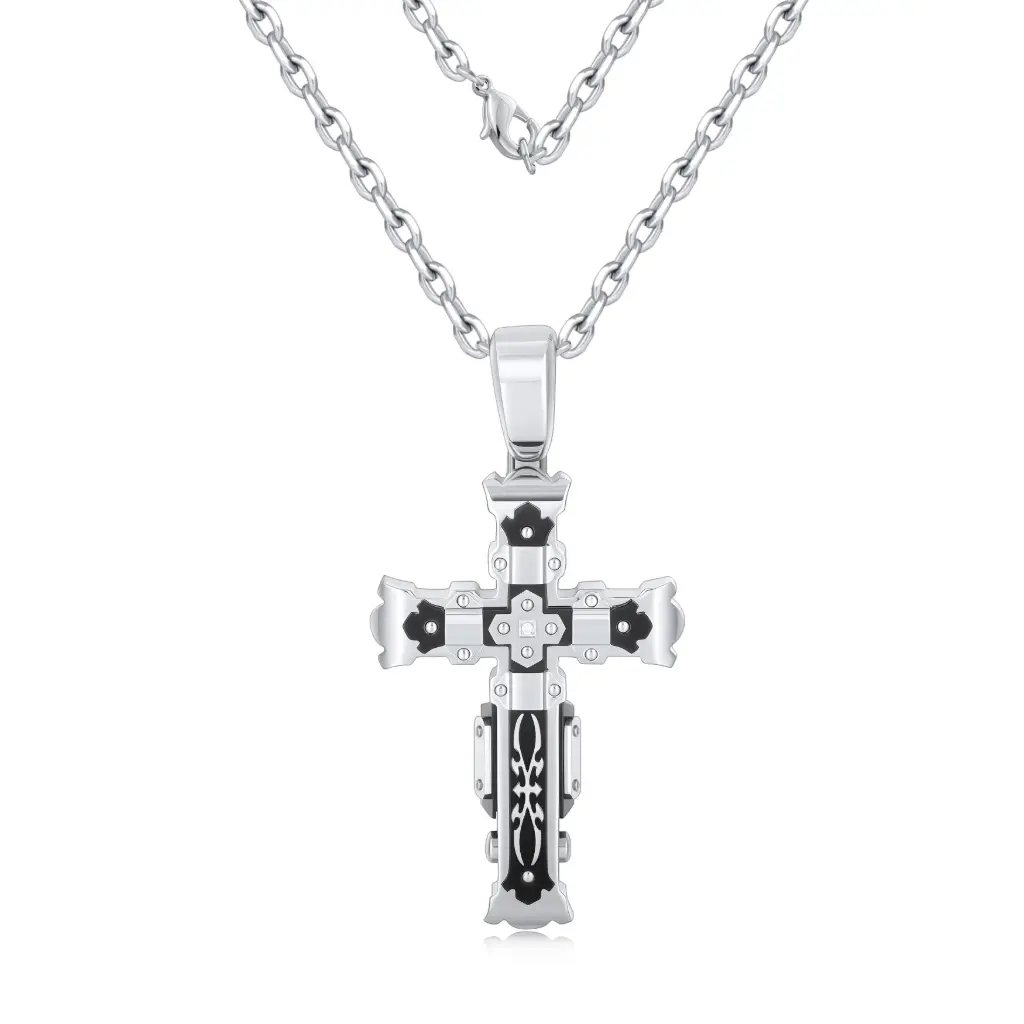  Premium Sterling Silver Cross Pendant Necklace - Exquisite Craftsmanship for Global Brands 