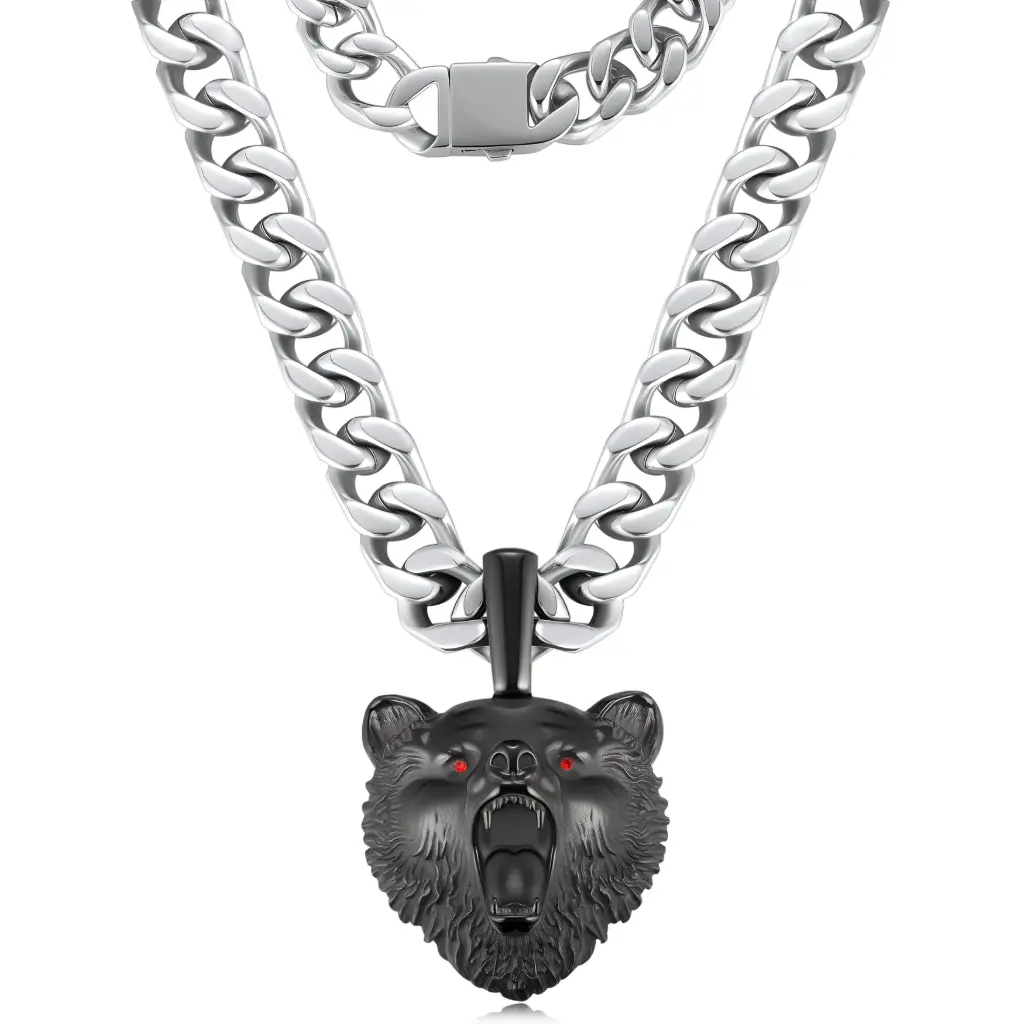  Fierce Bear Head Pendant Necklace - Premium Jewelry Craftsmanship 