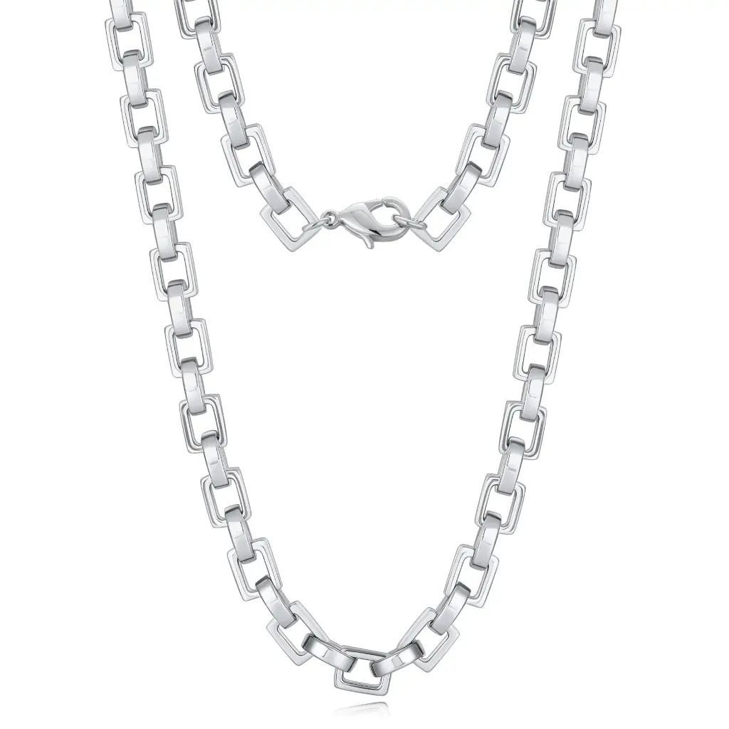Premium Square Link Chain Necklace | Custom 925 Silver Jewelry Manufacturer | Jinyi Jewelry DJ01N0385 DJ01N0385