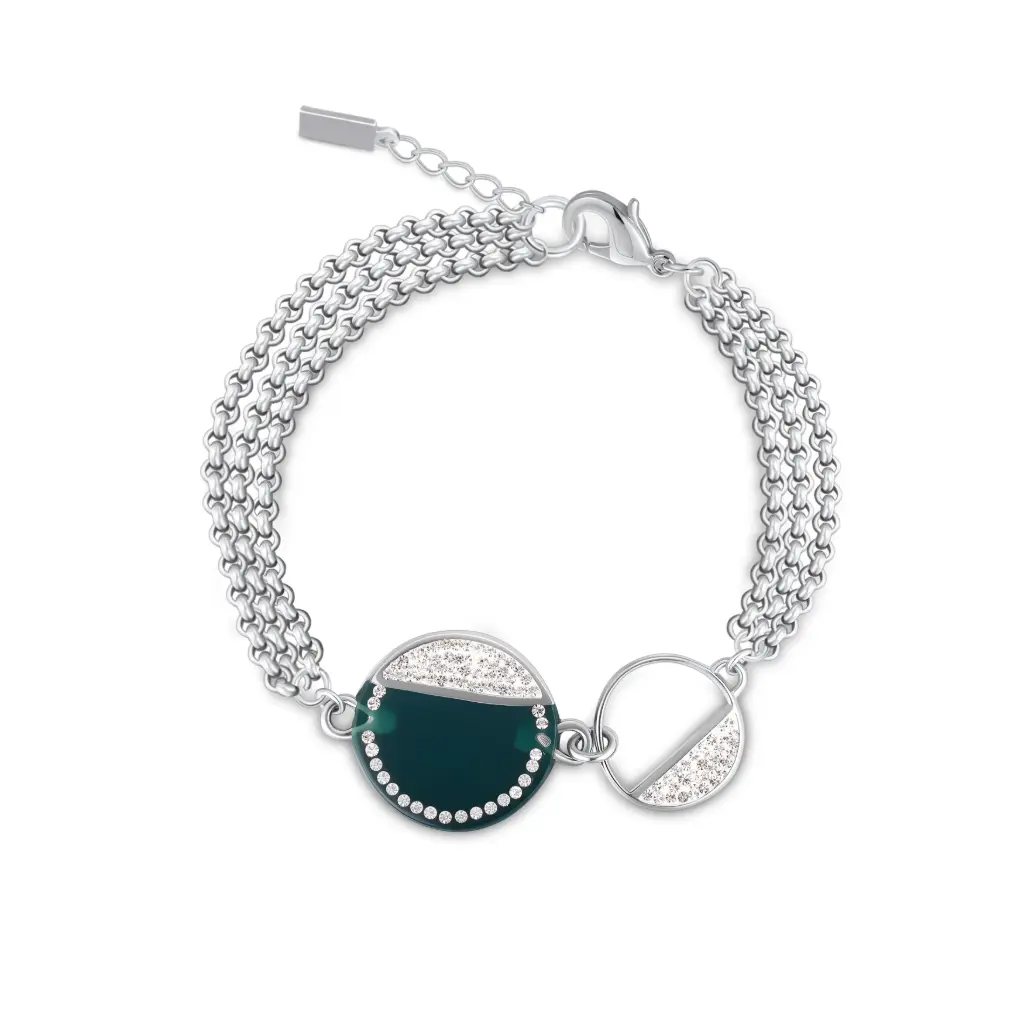 Premium Geometric Enamel & Stone Bracelet | Custom 925 Silver Jewelry Manufacturer | Jinyi Jewelry DJ01B0378