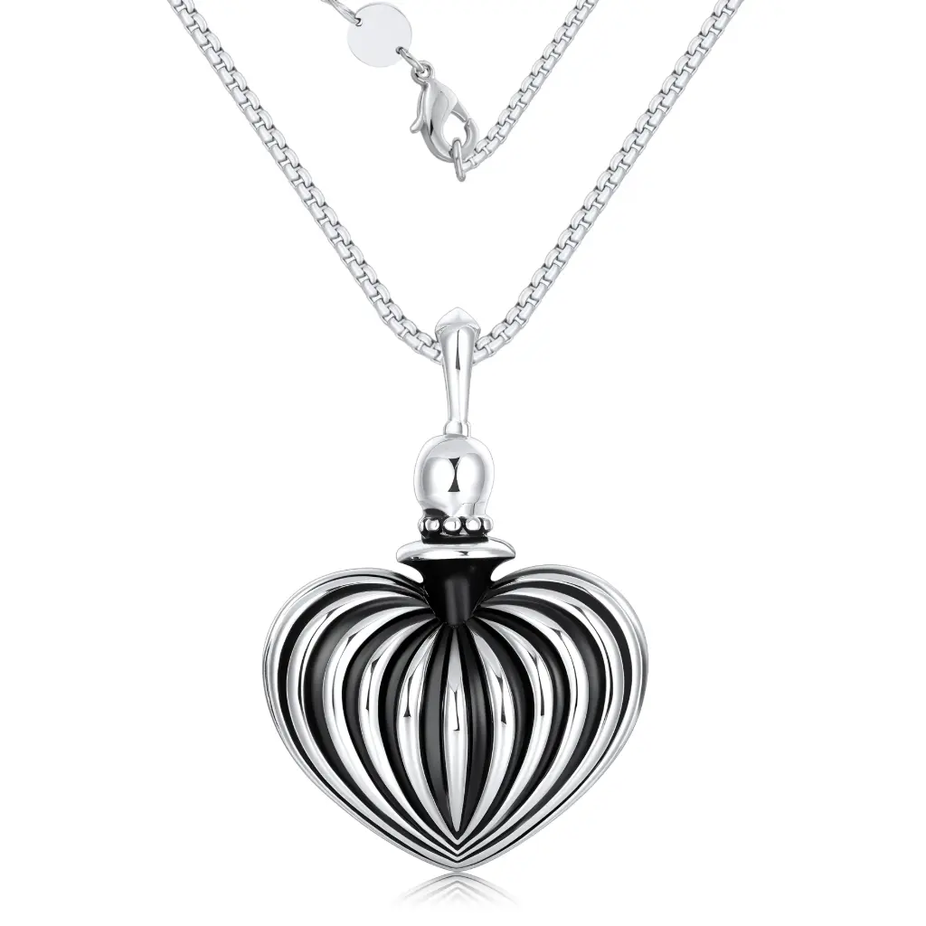 Premium Textured Heart Pendant Necklace | Custom 925 Silver Jewelry Manufacturer | Jinyi Jewelry DJ01N0389