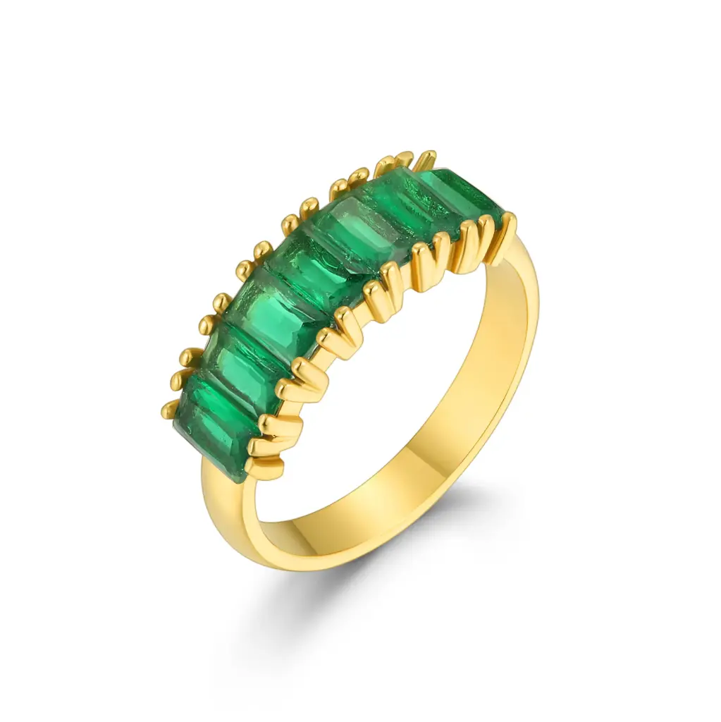 Premium Emerald-Cut Gemstone Band | Custom Jewelry Manufacturer | Jinyi Jewelry DJ01R0149