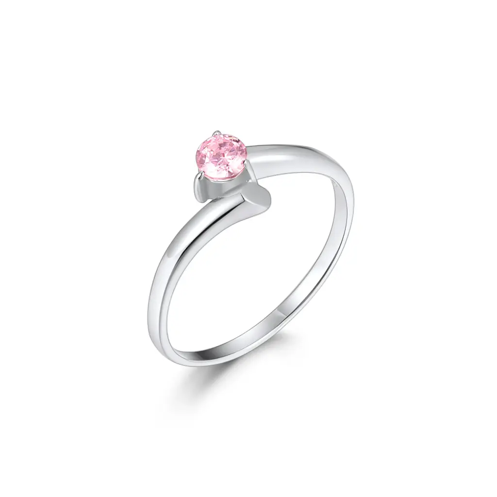 Elegant Pink Solitaire Ring - Minimalist Everyday Jewelry DJ01R0155
