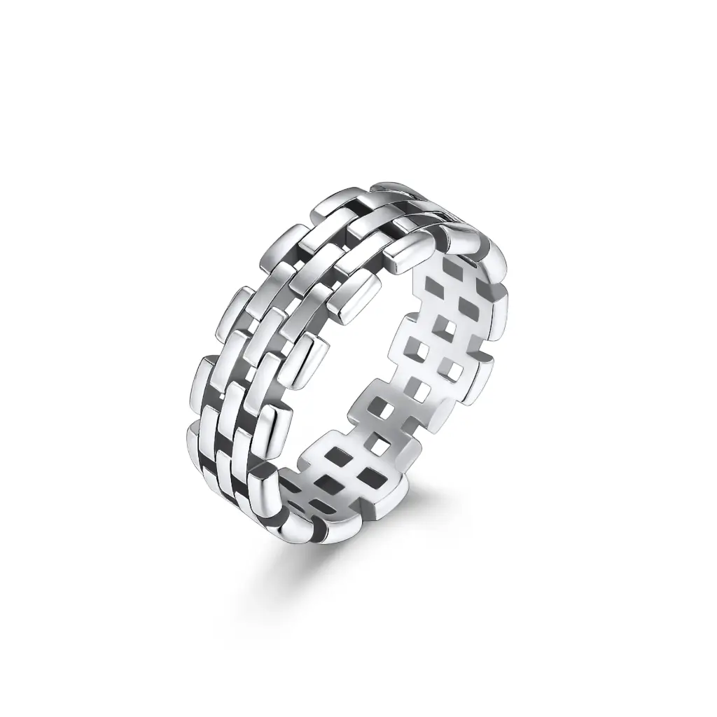 Modern Woven-Link Band Ring – Sophisticated Everyday Jewelry DJ01R0135