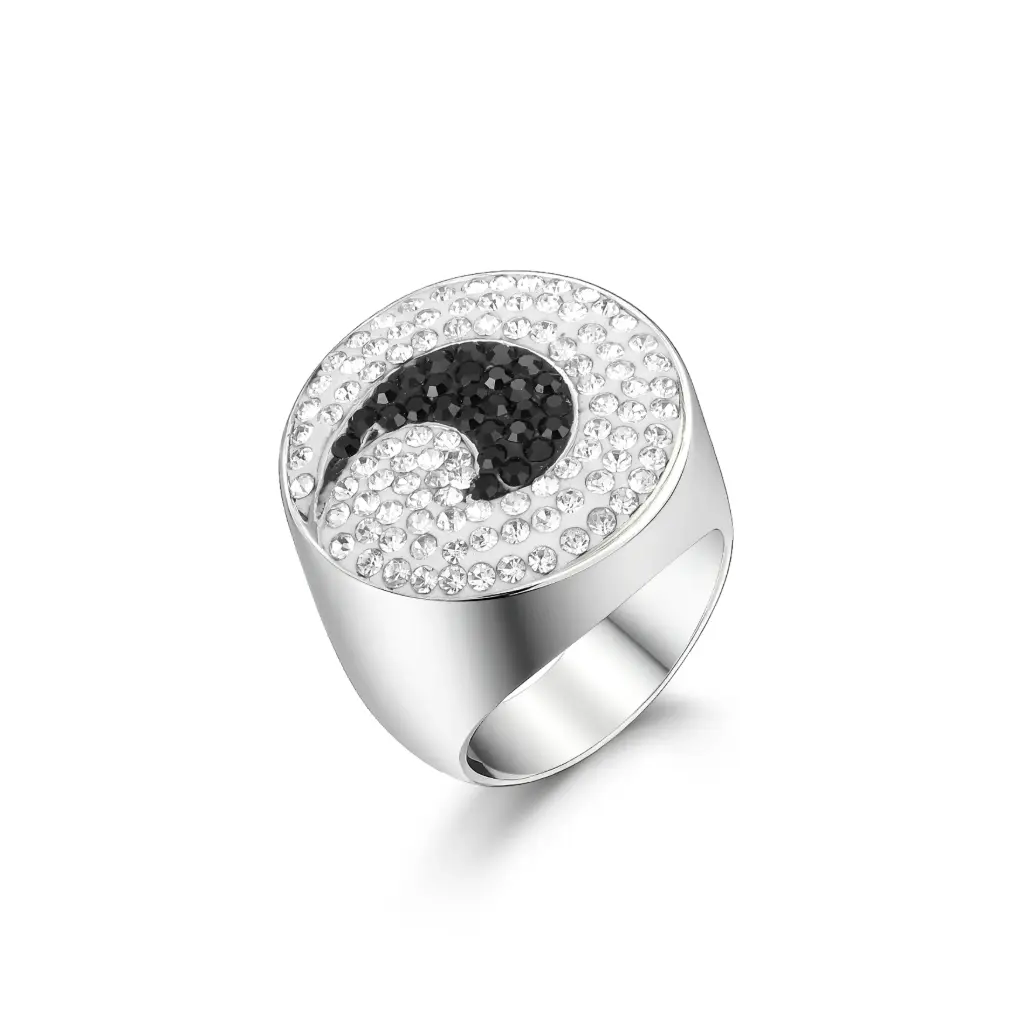 Premium Custom Yin-Yang Crystal Signet Ring – High-Precision OEM Jewelry DJ01R0157