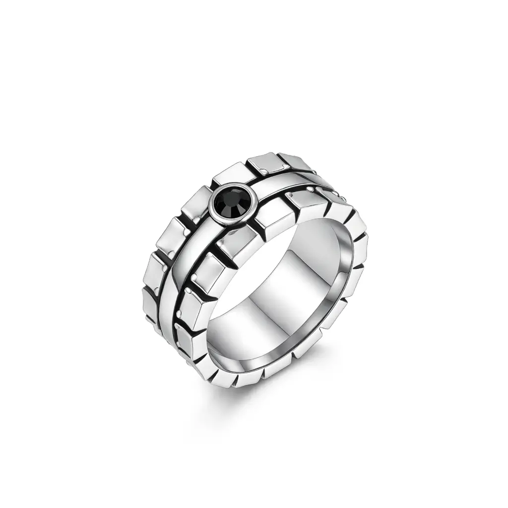 Premium Geometric Crystal Signet Ring – Expert Custom Jewelry Manufacturer DJ01R0181