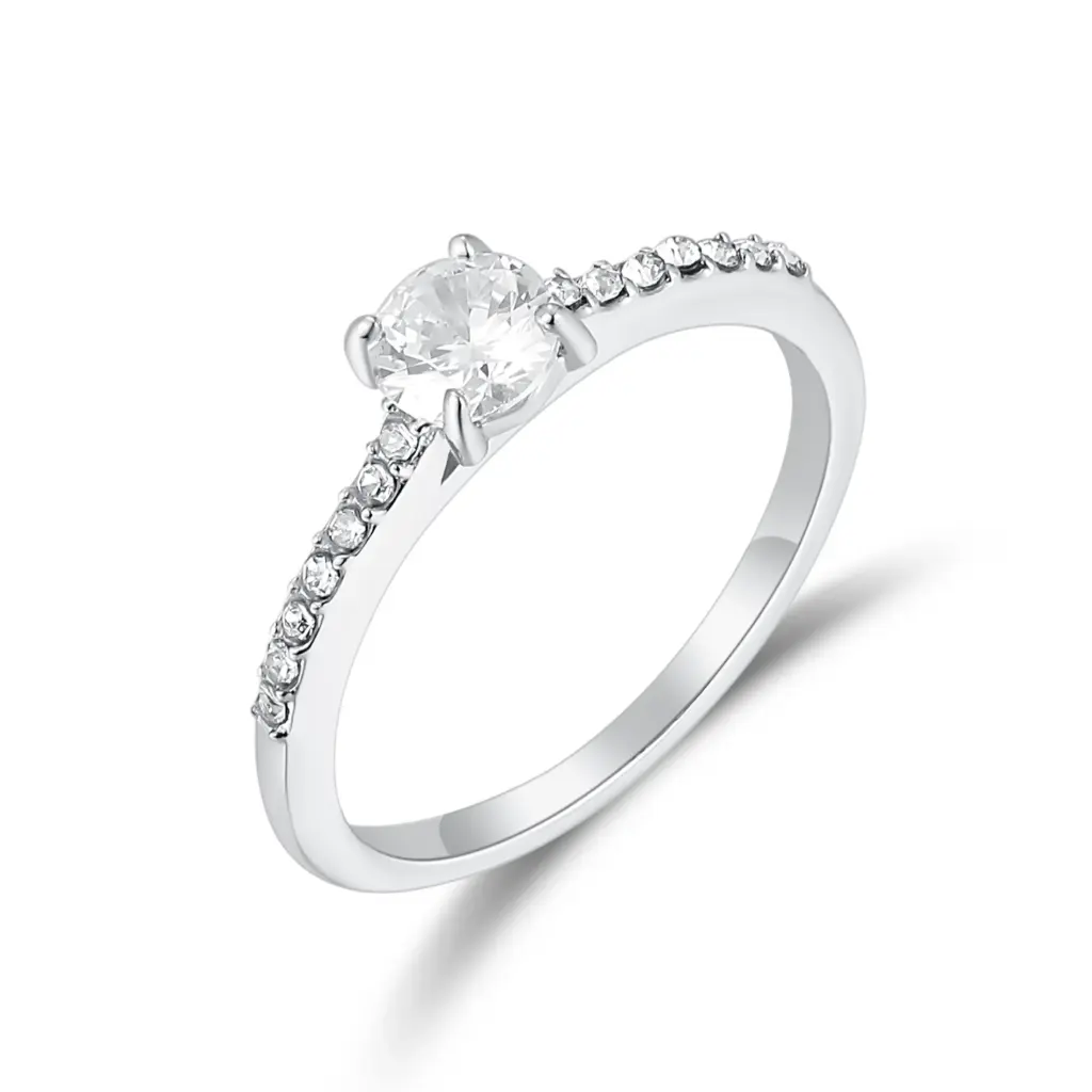 Premium Pavé Solitaire Engagement Ring – Expert Custom Jewelry Manufacturer DJ01R0294