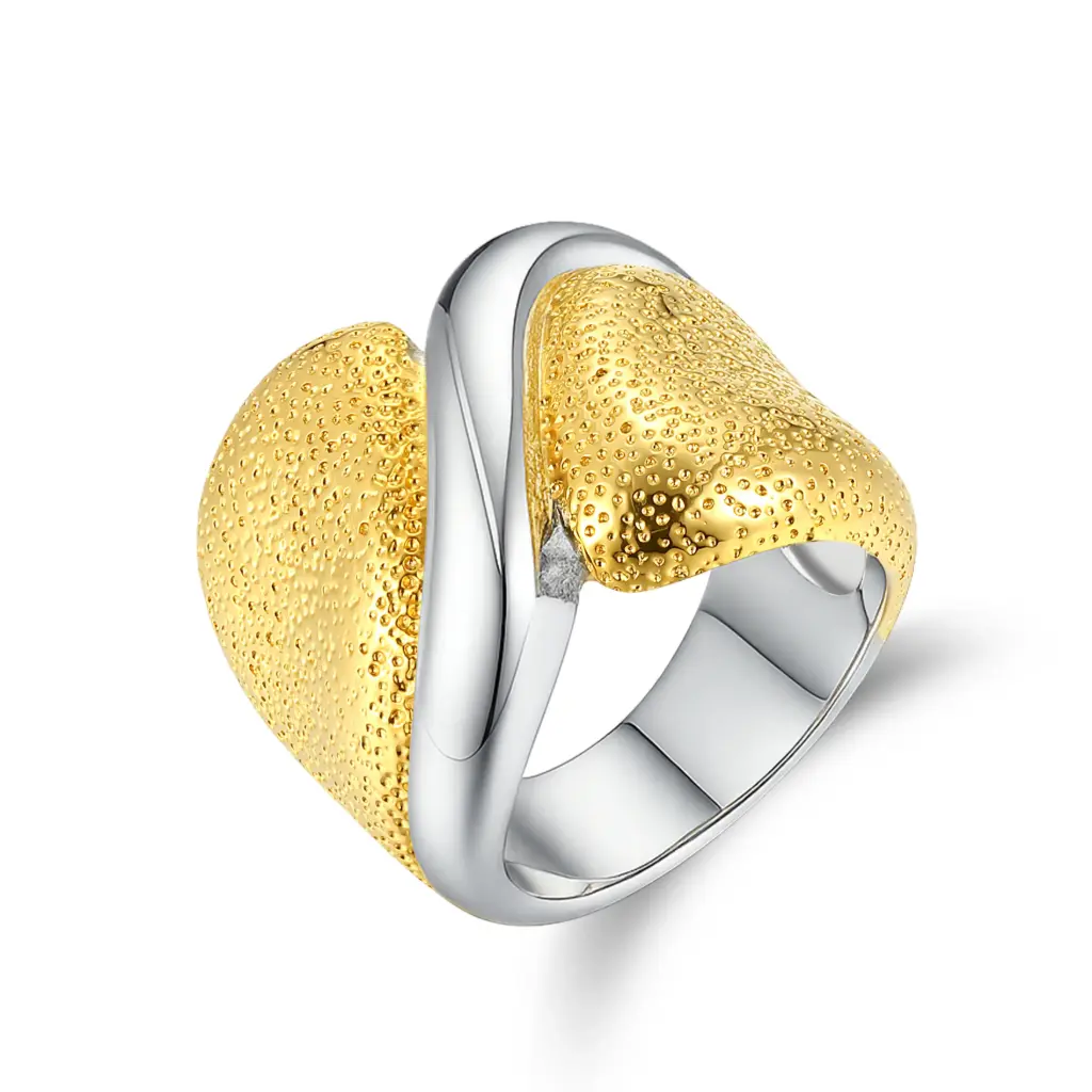 Premium Two-Tone Textured Fashion Ring – Expert Custom Jewelry Manufacturer DJ01R0363