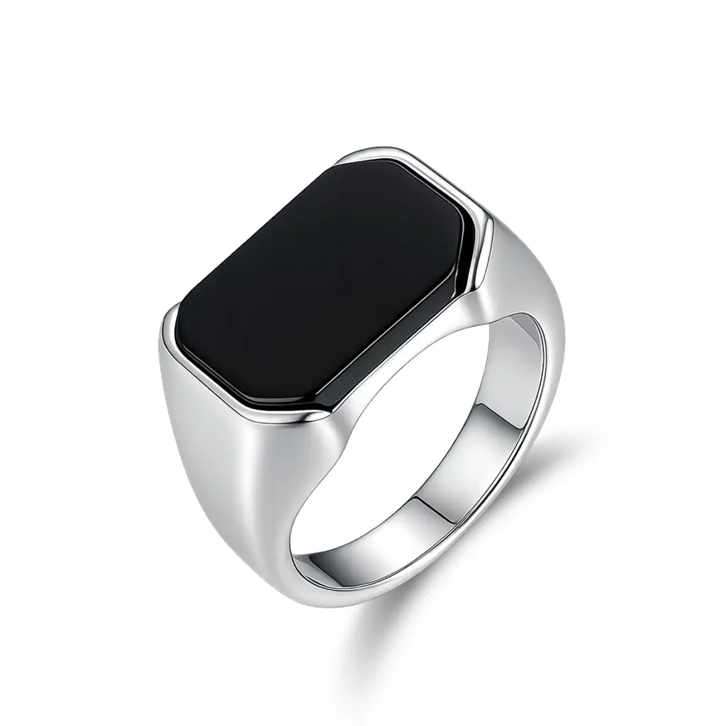 Premium Onyx Inlay Signet Ring – Expert Custom Jewelry Manufacturer DJ01R0428