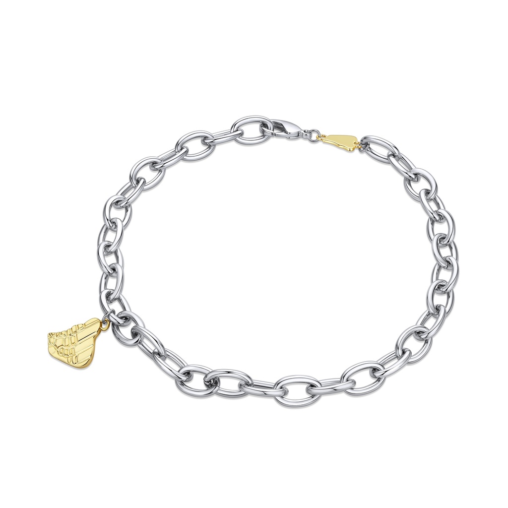 Chunky Silver Brass Chain with Gold Sneaker Charm Accent
