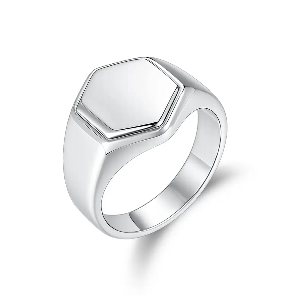 Premium Hexagonal Signet Ring – Expert Custom Jewelry Manufacturer DJ01R0431