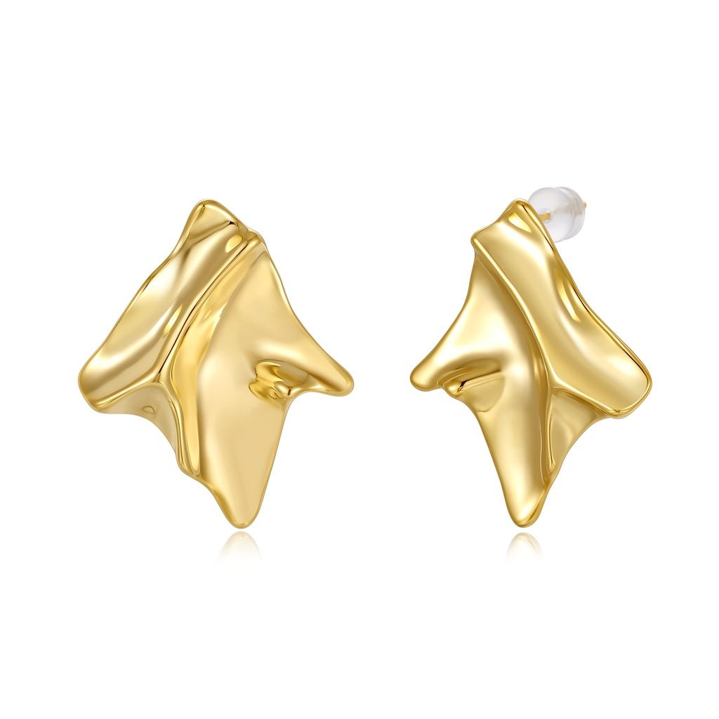 [JY20E0043] Abstract Folded Gold Geometric Statement Stud Earrings