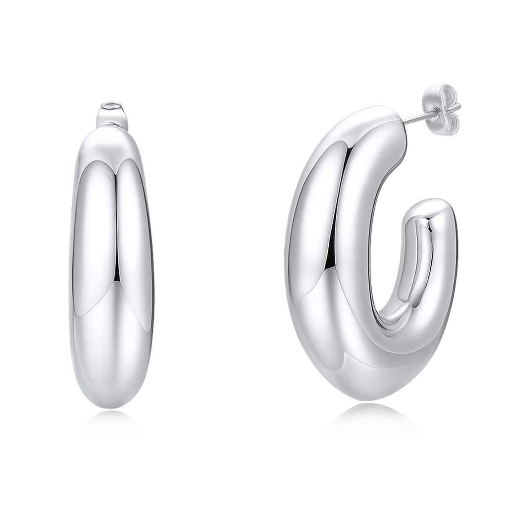 Chunky Silver Hoop Earrings for Modern Bold Everyday Fashion Look