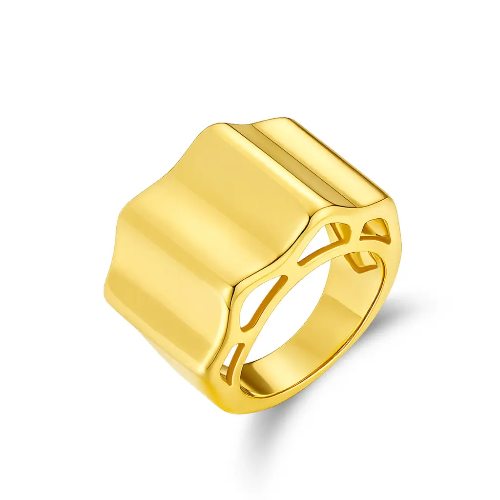 Premium Geometric Gold-Tone Ring – Expert Custom Jewelry Manufacturer DJ01R0467