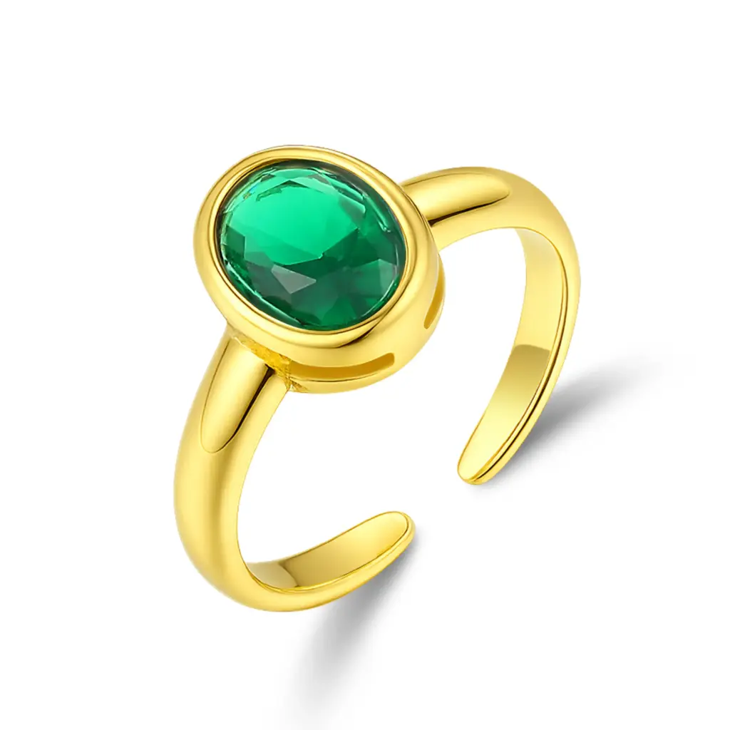 Wholesale Adjustable Green Stone Gold Ring | Jinyi Jewelry DJ01R0575-2
