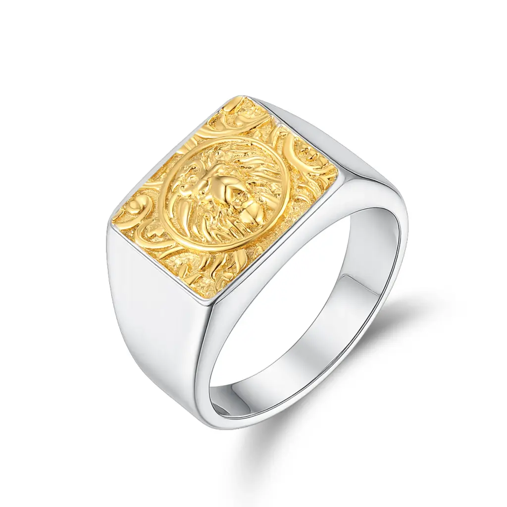 Wholesale Men's Lion Signet Ring | Custom Jewelry Manufacturer DJ01R0598