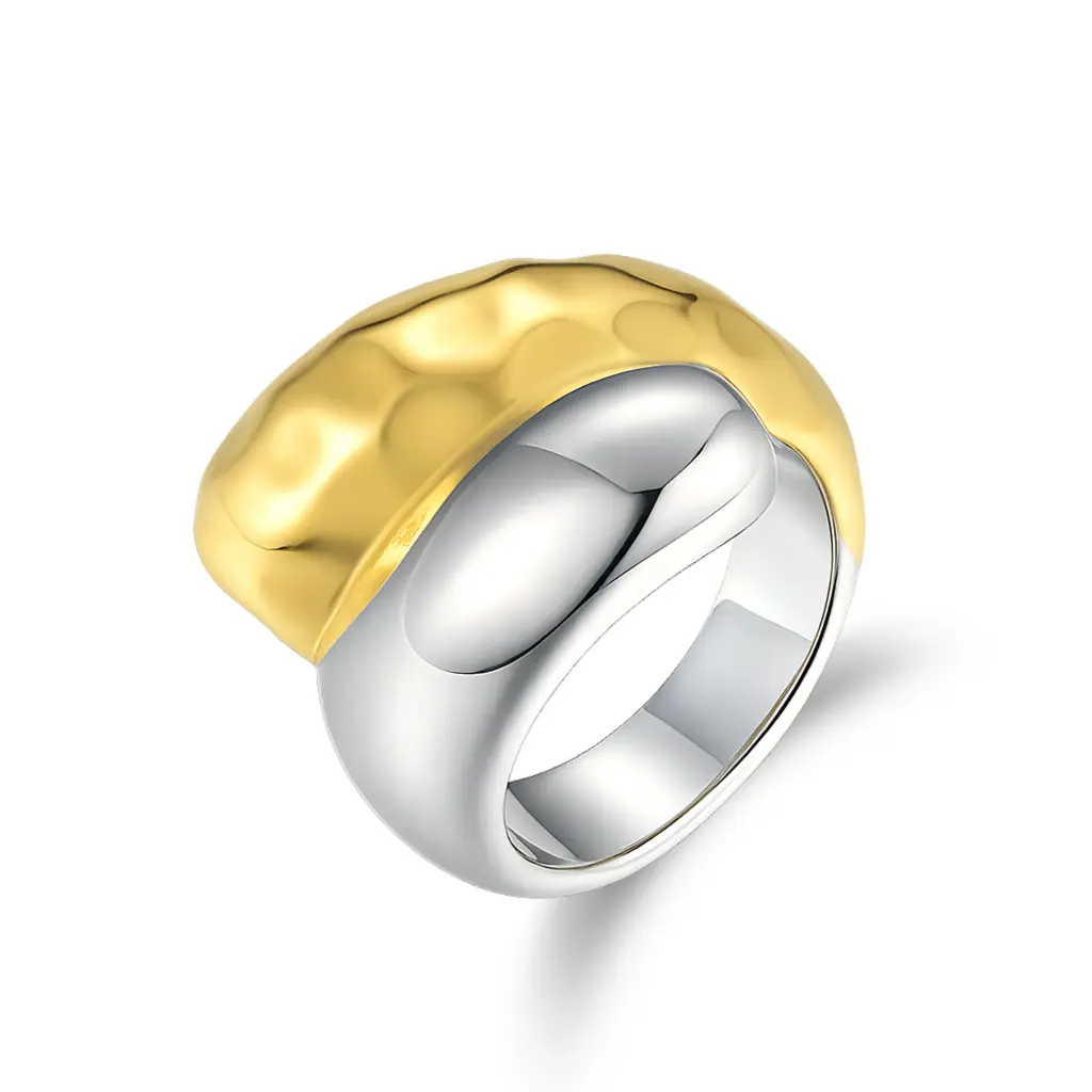 Two-Tone Hammered Ring | Wholesale Custom Jewelry Manufacturer DJ01R0624-1