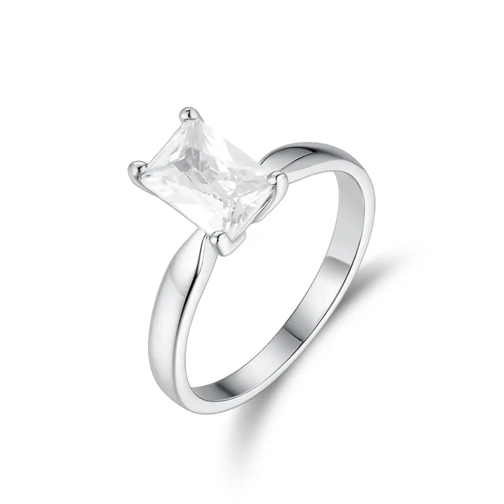 Wholesale Emerald-Cut Solitaire Ring | Custom B2B Jewelry Manufacturer | Jinyi Jewelry DJ01R0634